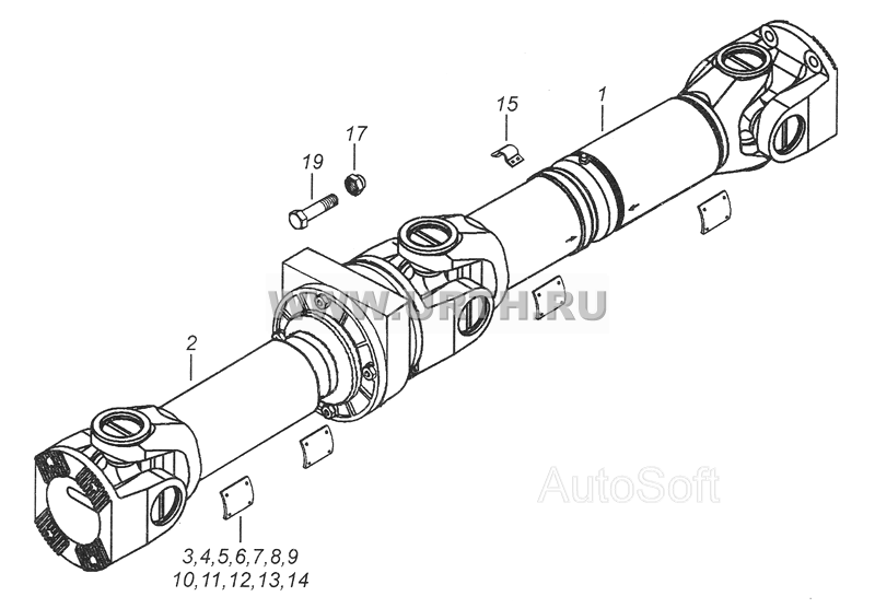 4308-2201006-73 Вал карданный трехшарнирный